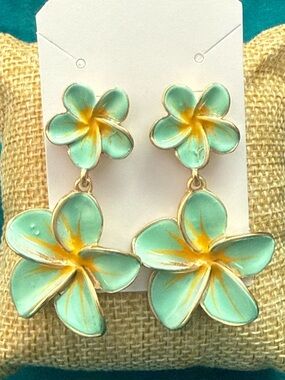 Turquoise & Gold Flower Drop Earrings